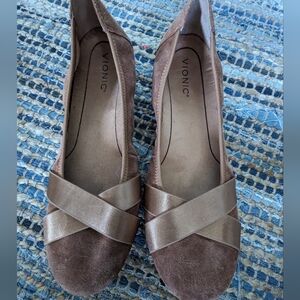 NWOB Vionic Spark Maria Flat Women's Size 11 Brown Toffee Suede Ballet Flat Slip